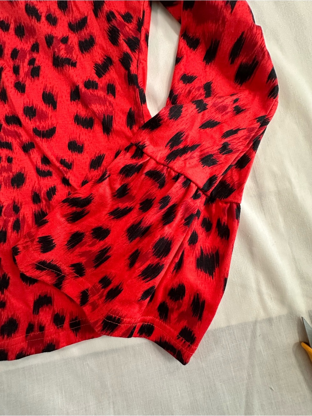 Red Leopard Print Long Sleeve Turtleneck Top boHo gypsy party - Picture 2 of 10